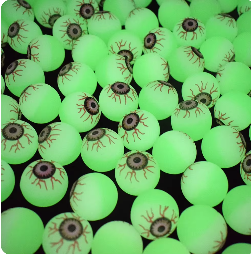 10pcs Glow in the Dark Fake Eyeballs for Kids, Bouncing Balls, Horror Scary Supplies, Halloween Gift, 32mm