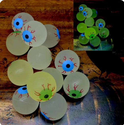 10pcs Glow in the Dark Fake Eyeballs for Kids, Bouncing Balls, Horror Scary Supplies, Halloween Gift, 32mm