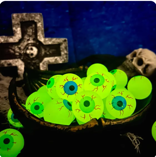 10pcs Glow in the Dark Fake Eyeballs for Kids, Bouncing Balls, Horror Scary Supplies, Halloween Gift, 32mm