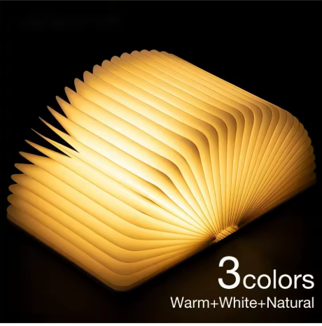 Magic Wooden Book Lamp – 360° Foldable USB Reading Light with Soft Glow & Long Battery Life for a Cozy Home Ambience