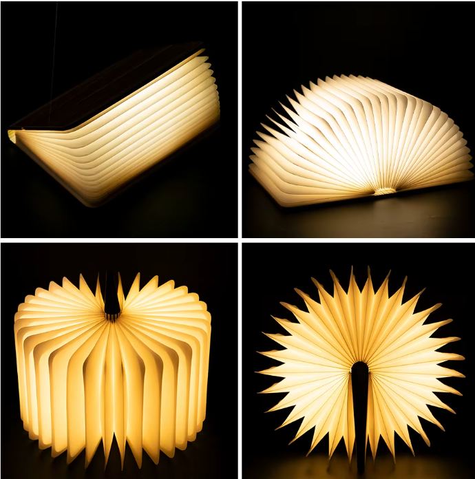 Magic Wooden Book Lamp – 360° Foldable USB Reading Light with Soft Glow & Long Battery Life for a Cozy Home Ambience