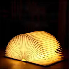 Magic Wooden Book Lamp – 360° Foldable USB Reading Light with Soft Glow & Long Battery Life for a Cozy Home Ambience