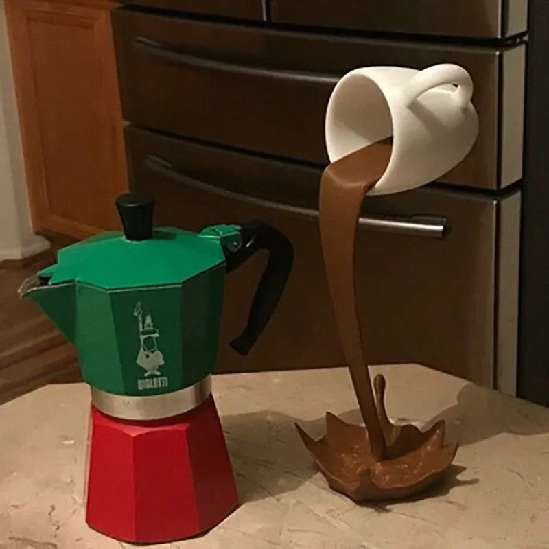 Floating Spilling Coffee Cup Art