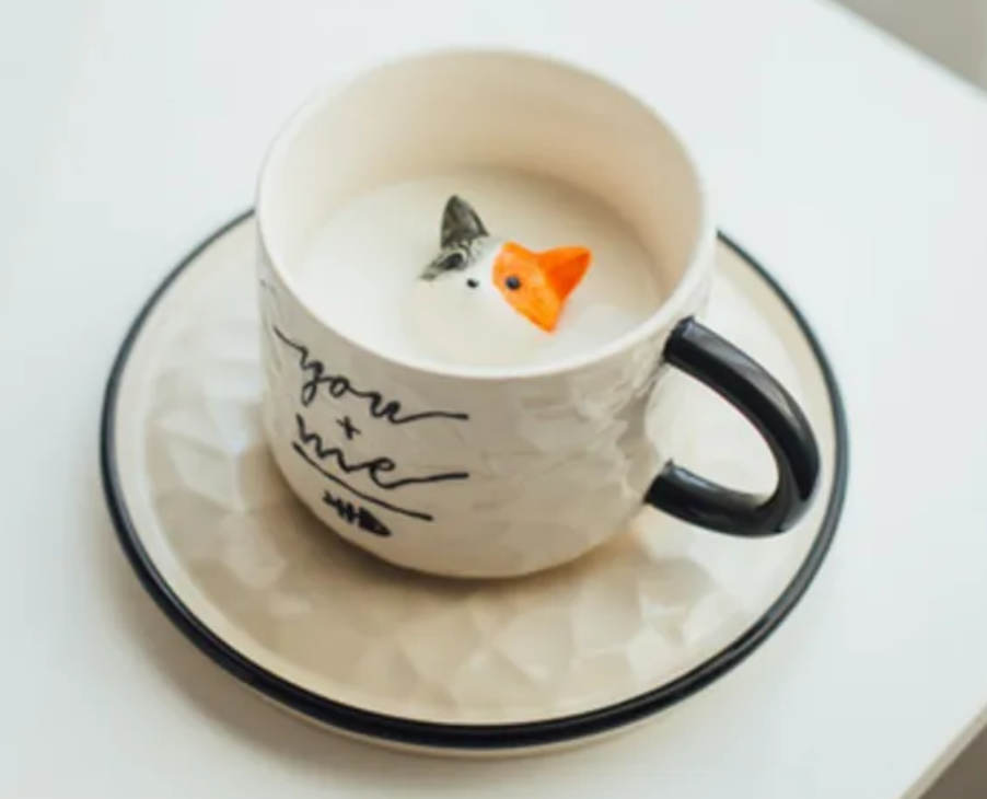 Mug Animal Inside Cup Cartoon Ceramics Figurine Teacup for Boys Girls Kids Women Men Coffee Mug