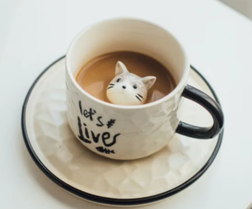 Mug Animal Inside Cup Cartoon Ceramics Figurine Teacup for Boys Girls Kids Women Men Coffee Mug